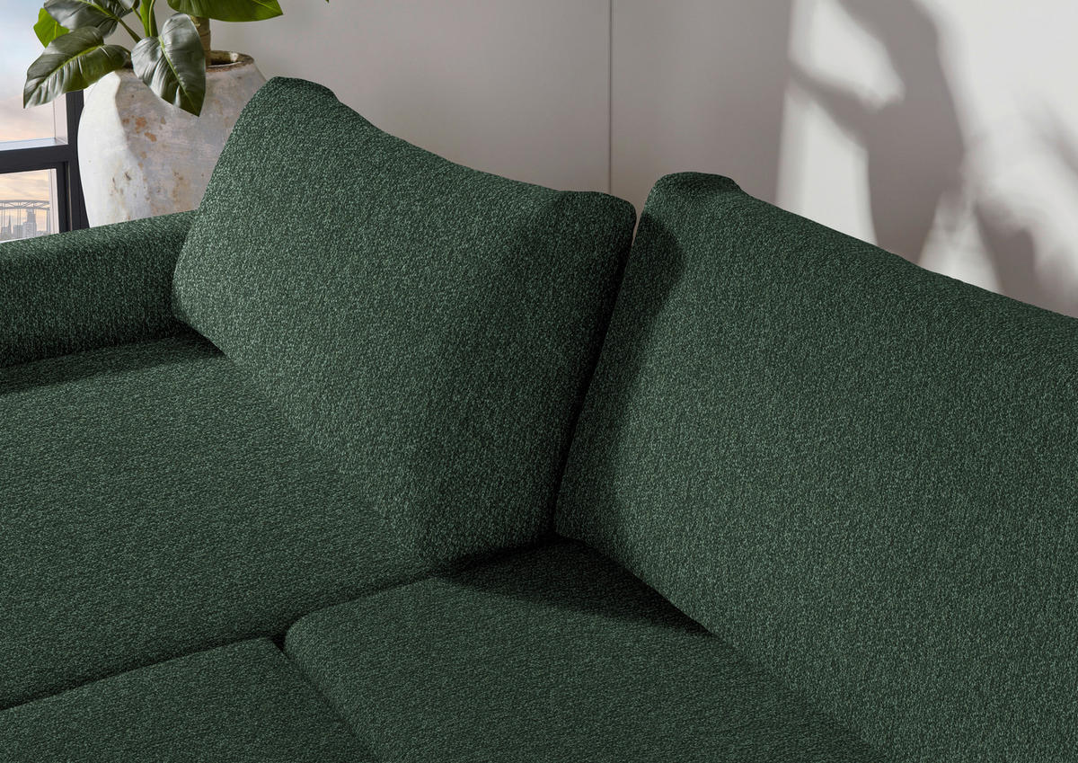 2,5-SITZER  in Flachgewebe Olivgrün  - Schwarz/Olivgrün, Design, Kunststoff/Textil (240/70/125cm) - Xora