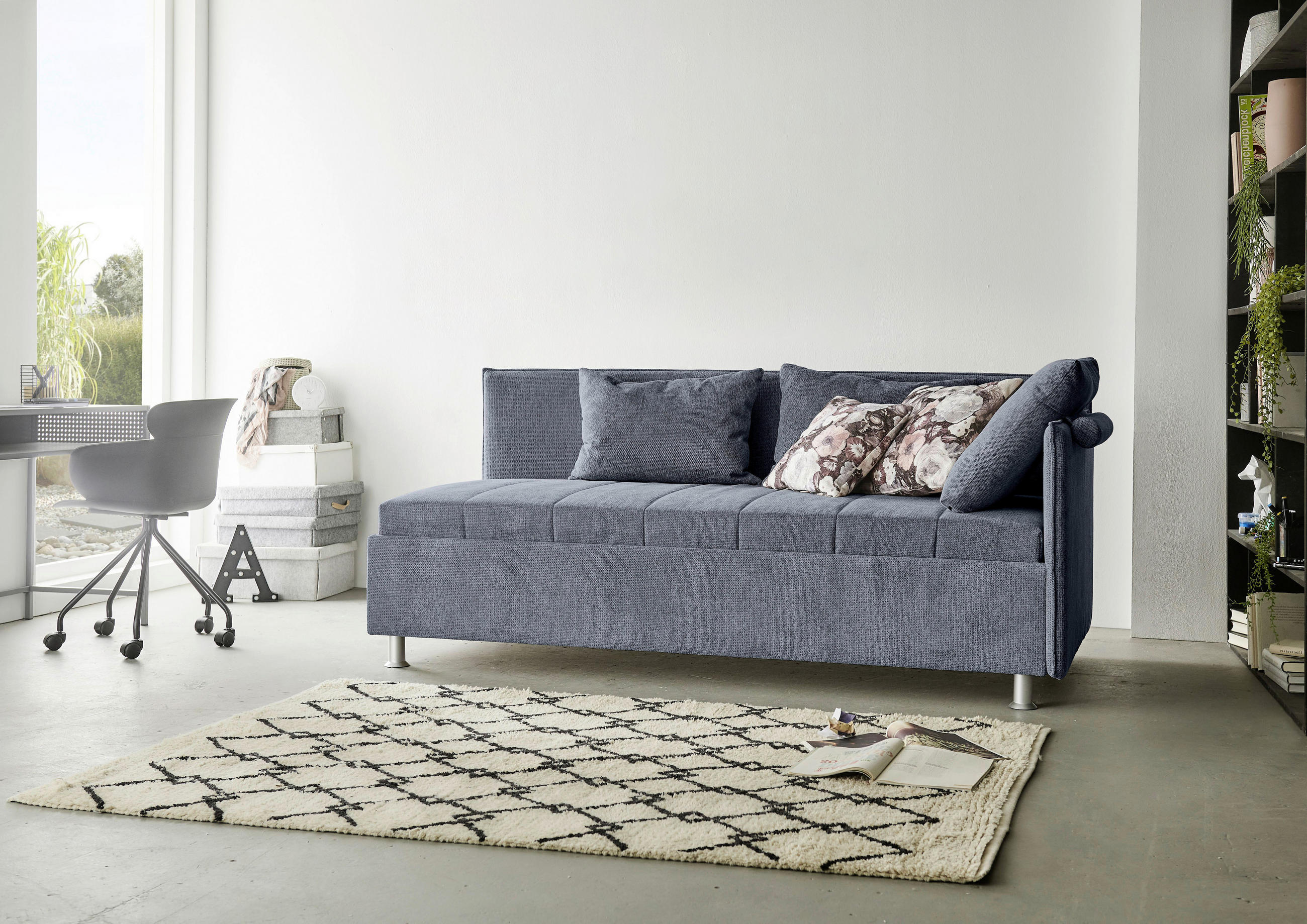 POLSTERLIEGE Flachgewebe Graublau - Graublau/Alufarben, KONVENTIONELL, Holz/Holzwerkstoff (90/200cm) - Beldomo - Sleep