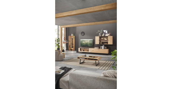 WOHNWAND  in Anthrazit, Eichefarben  336/195/44 cm  - Eichefarben/Anthrazit, Design, Glas/Holz (336/195/44cm) - Valnatura