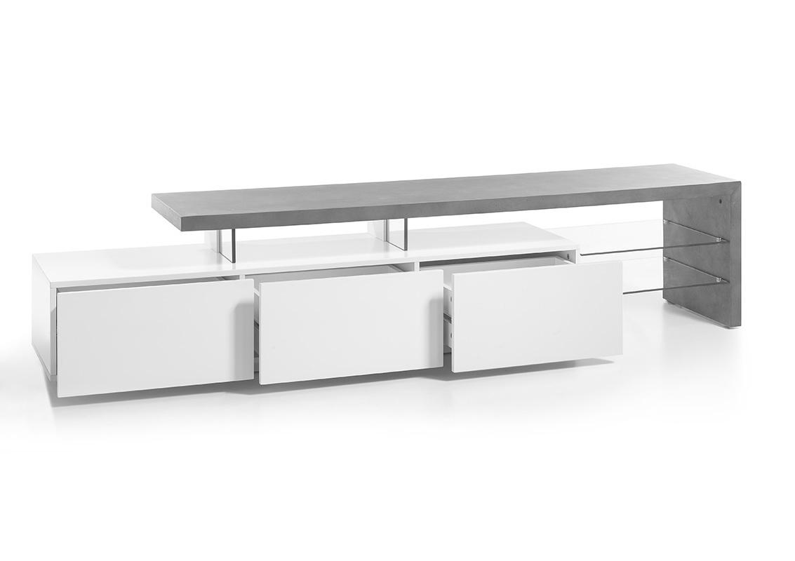 LOWBOARD Grau, Weiß  - Weiß/Grau, Design, Glas (204/44/40cm)
