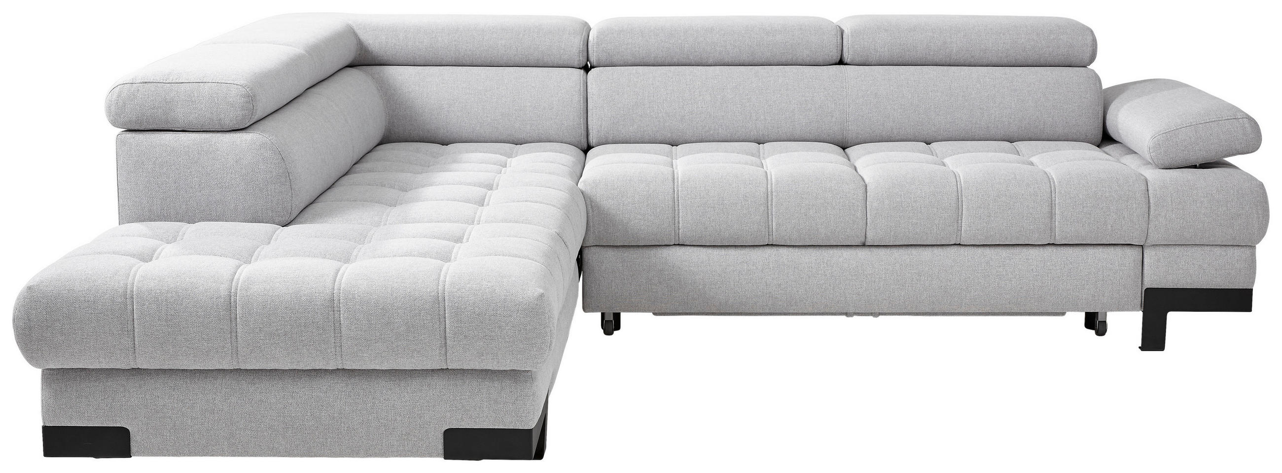 ECKSOFA Silberfarben Webstoff - Silberfarben/Schwarz, Design, Textil/Metall (223/263cm) - Welnova