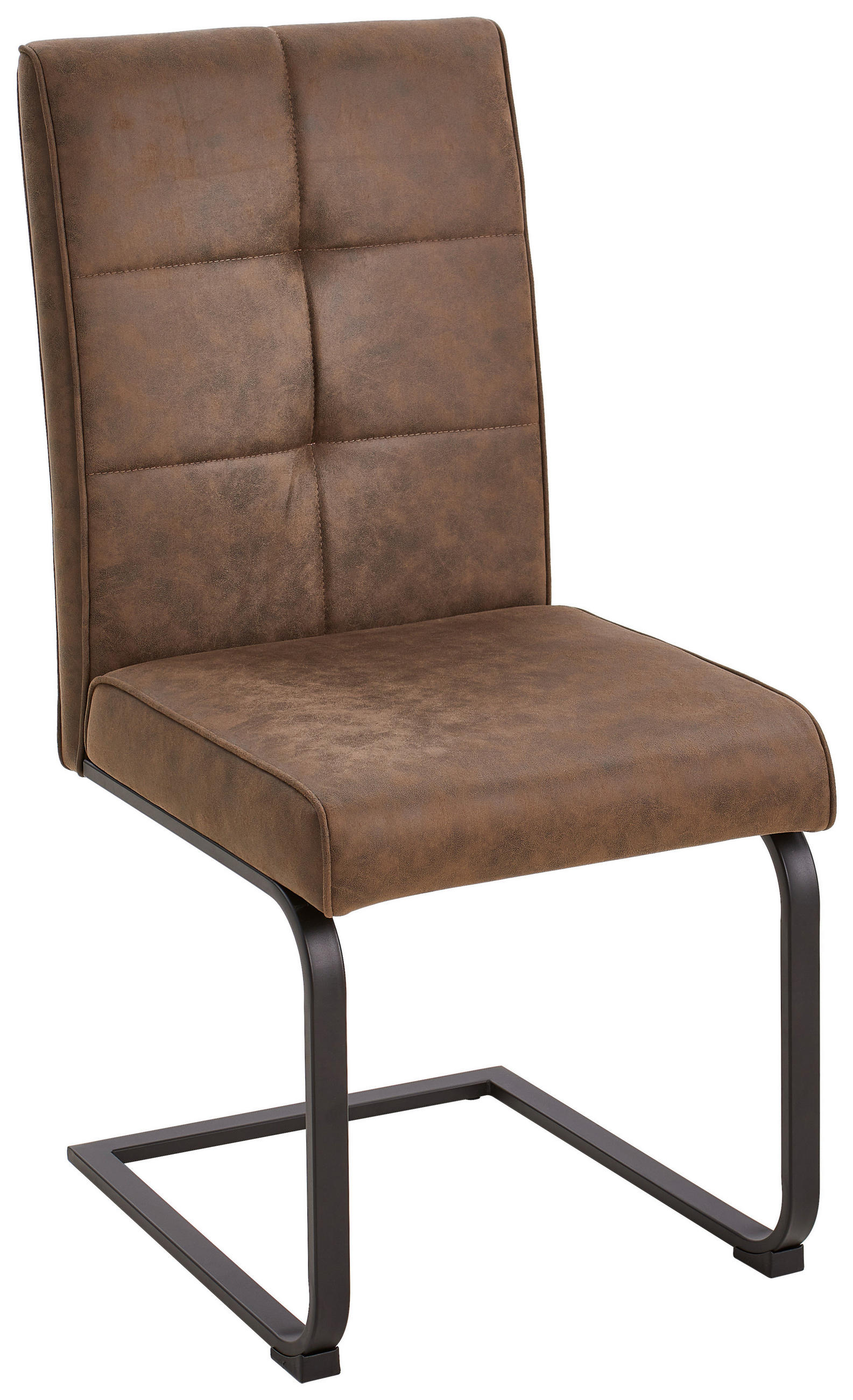 Scaun Cantilever din lemn, metal, textil, maro