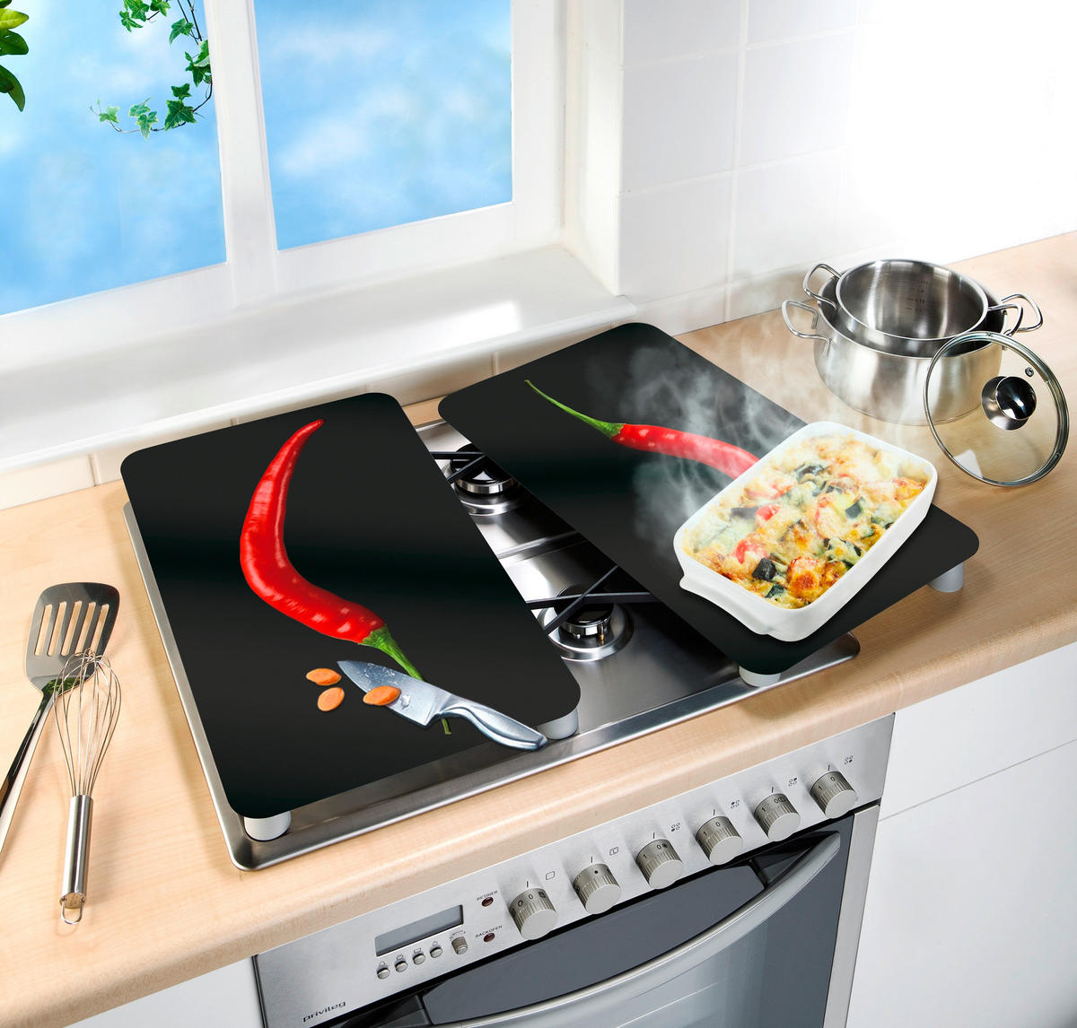HERDABDECKPLATTE  - Design, Glas/Kunststoff (30/1,8-4,5/52cm) - Wenko