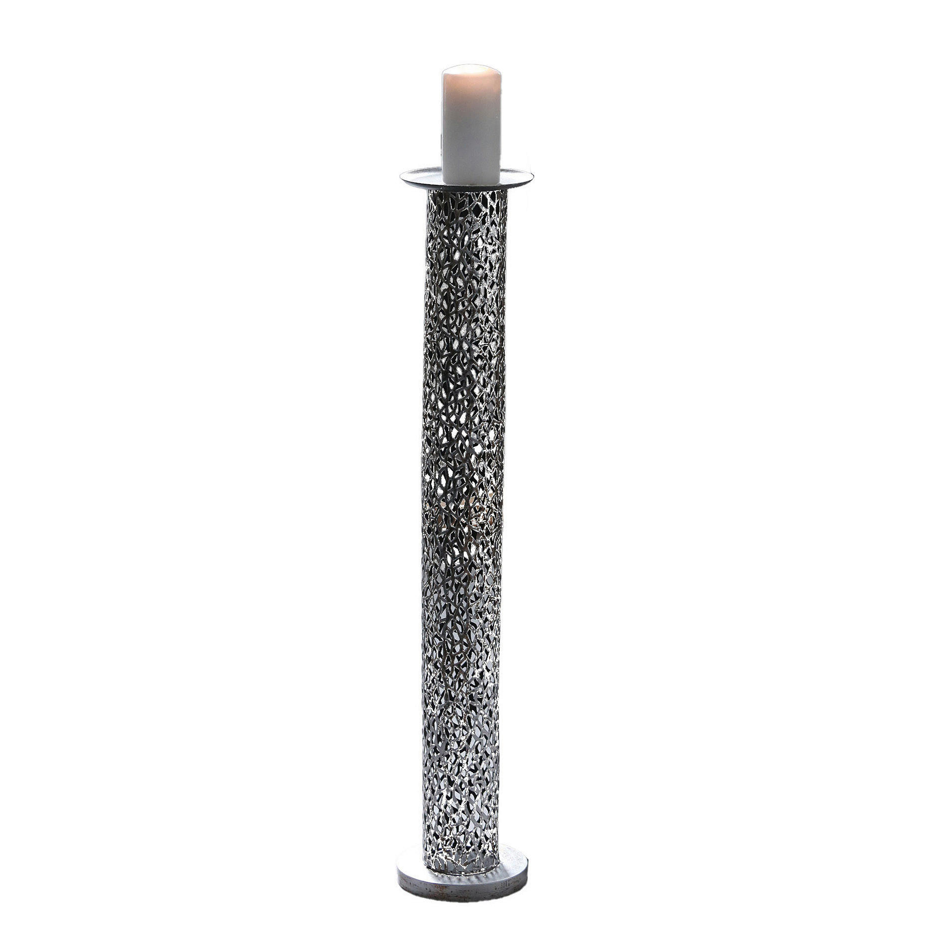KERZENHALTER - Silberfarben, Basics, Metall (15/80/15cm)