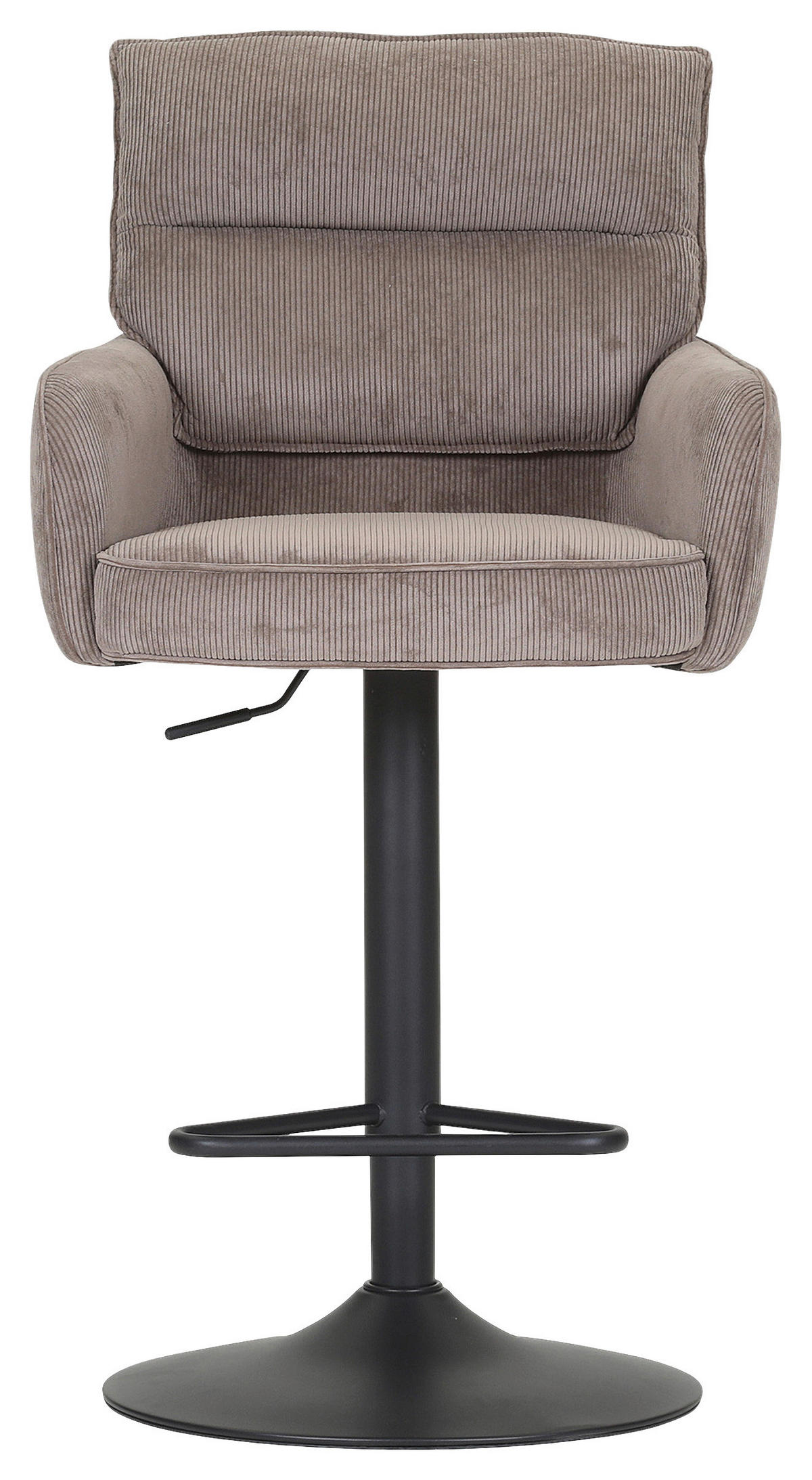 BARHOCKER Cord Braun Stoffauswahl, Sitzfläche 360° drehbar  - Schwarz/Braun, Design, Textil/Metall (54/98-120/58cm) - Novel