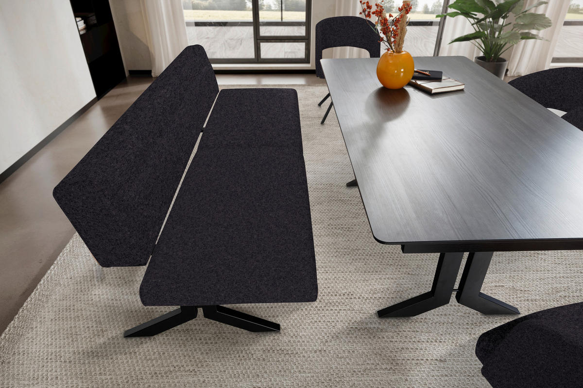 SITZBANK in Metall, Textil Anthrazit  - Anthrazit/Schwarz, Konventionell, Textil/Metall (220/87/70-86cm) - Moderano