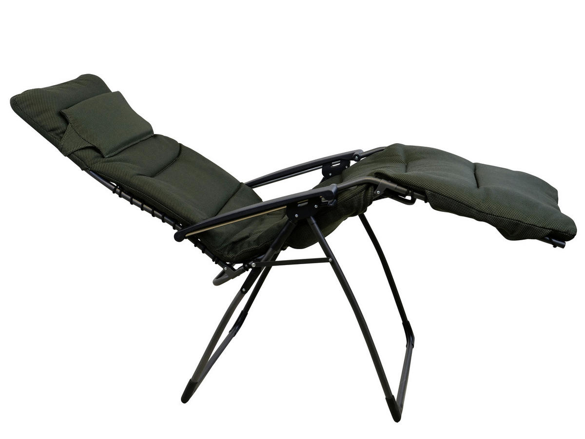 GARTEN-RELAXSESSEL Stahl  - Dunkelgrün, KONVENTIONELL, Kunststoff/Textil (71/130/64cm)