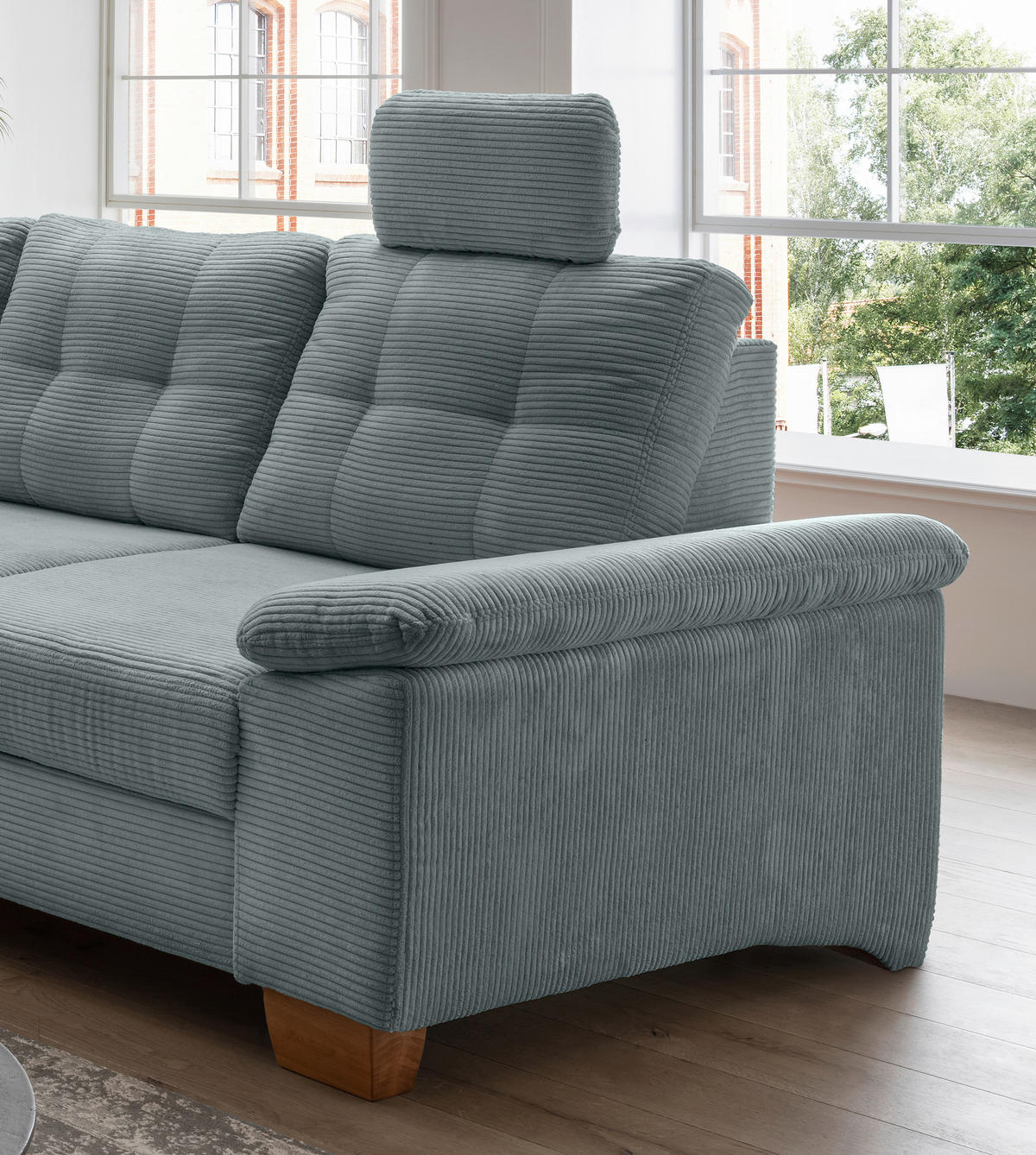 ECKSOFA in Cord Hellblau  - Naturfarben/Hellblau, Modern, Holz/Textil (206/274cm) - Livetastic