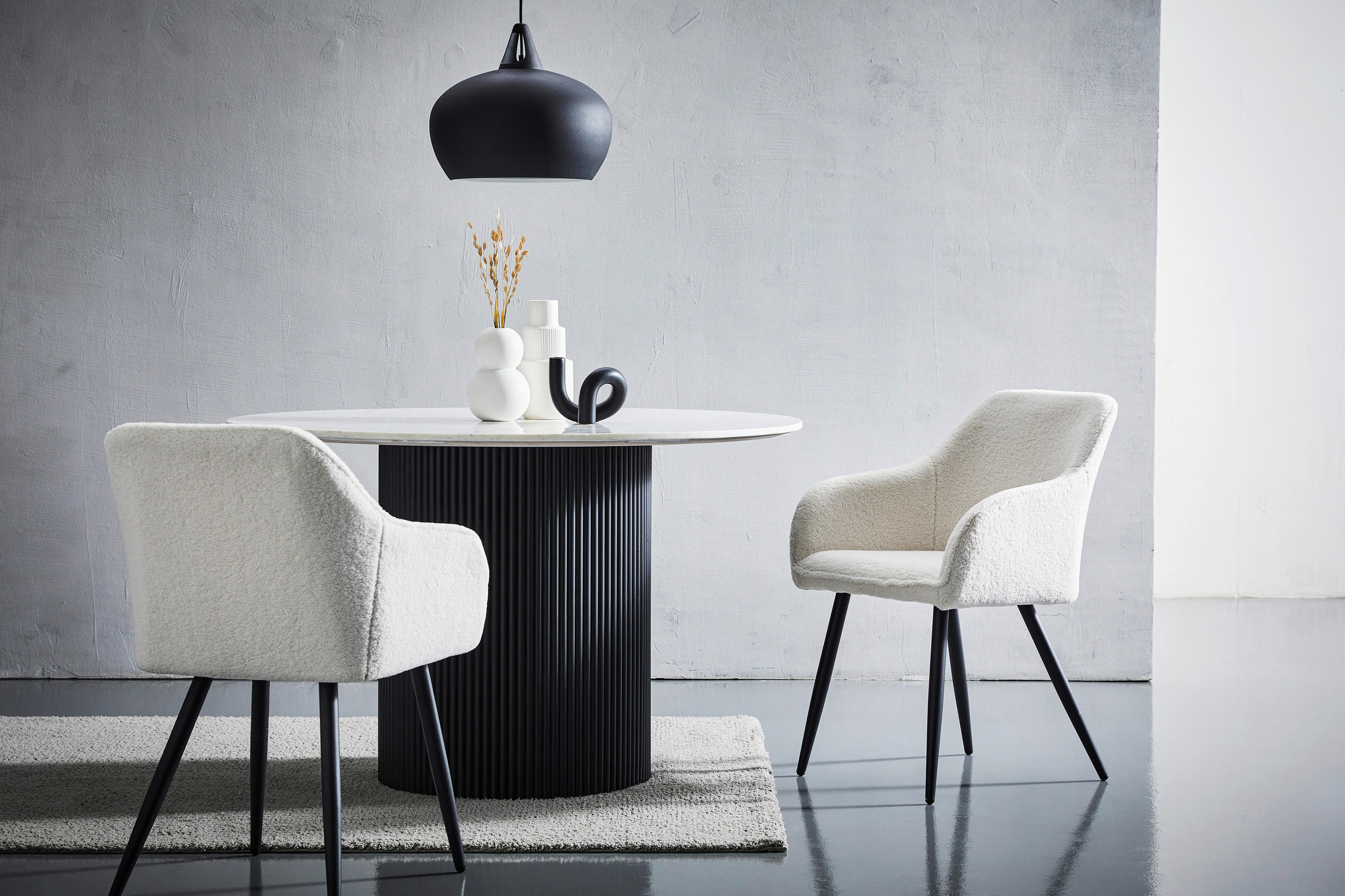 ARMLEHNSTUHL  in Eisen Teddystoff  - Schwarz/Weiß, MODERN, Holz/Textil (56/82/60cm) - Livetastic
