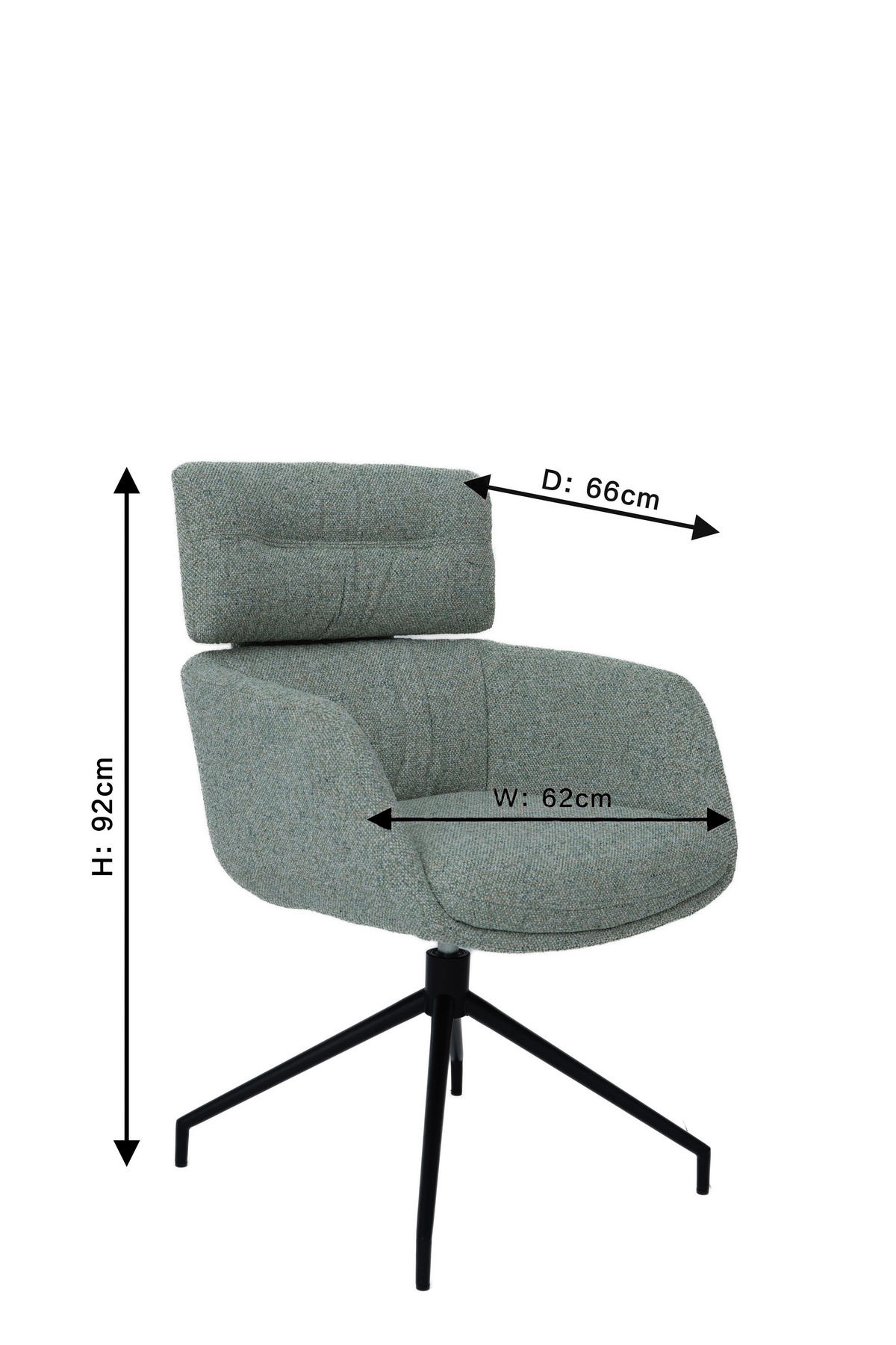 ARMLEHNSTUHL  in Eisen Webstoff  - Schwarz/Grün, Design, Textil/Metall (62/92/66cm) - Dieter Knoll