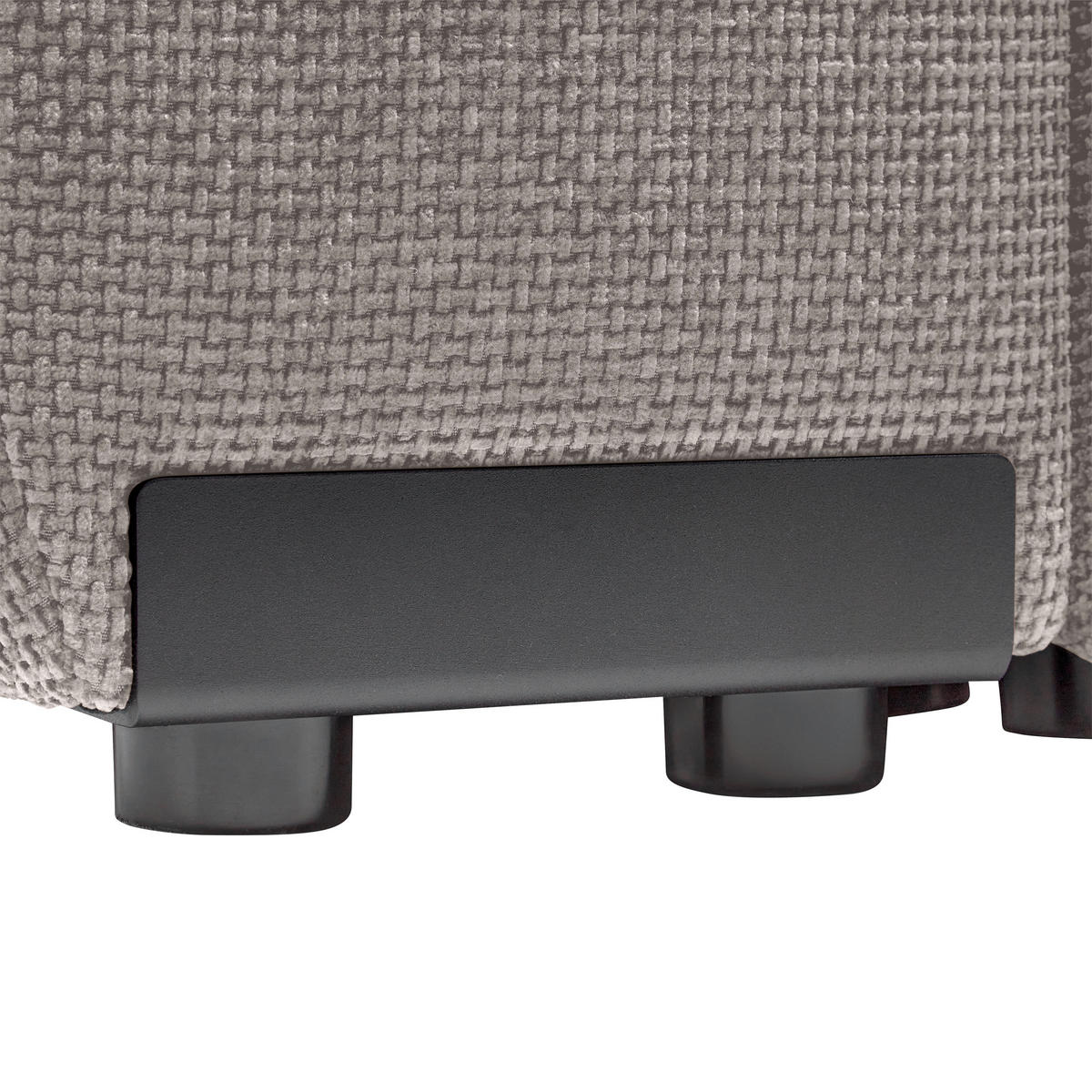 ECKSOFA Flachgewebe Graubraun  - Schwarz Hochglanz/Graubraun, Modern, Textil/Metall (273/93/166cm) - MID.YOU