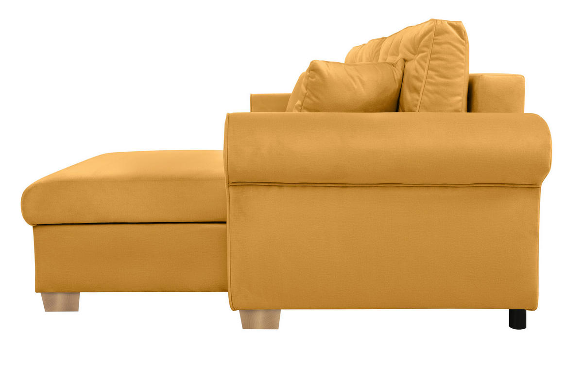 ECKSOFA in Gelb  - Gelb/Buchefarben, Design, Holz/Textil (266/161cm) - MID.YOU