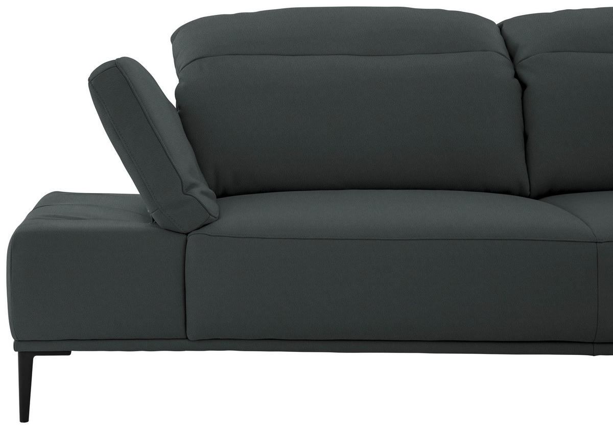 ECKSOFA  in Echtleder Schwarz  322/206 cm  - Schwarz, MODERN, Leder/Metall (322/206cm) - Chilliano