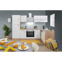 ECKKÜCHE 280/172 cm  in Weiß, Eichefarben  - Eichefarben/Weiß, Basics, Glas/Holzwerkstoff (280/172cm) - Respekta