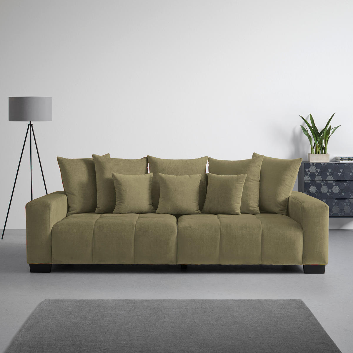 BIG SOFFA i olivgrön  - olivgrön/svart, Modern, trä (246/93/124cm) - MID.YOU