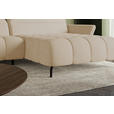 ECKSOFA Beige Flachgewebe Rücken echt, Kopfteilverstellung, Sitztiefenverstellung  - Beige/Schwarz, KONVENTIONELL, Textil/Metall (272/175cm) - Carryhome