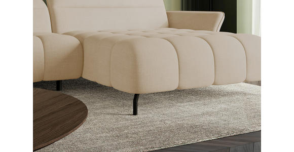 ECKSOFA Beige Flachgewebe Rücken echt, Kopfteilverstellung, Sitztiefenverstellung  - Beige/Schwarz, KONVENTIONELL, Textil/Metall (272/175cm) - Carryhome