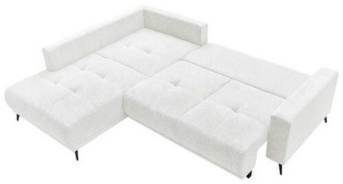 ECKSOFA RAFAEL Weiß Struktur Rückenkissen, Bettkasten  - Schwarz/Weiß, Design, Textil/Metall (218/269cm) - P & B