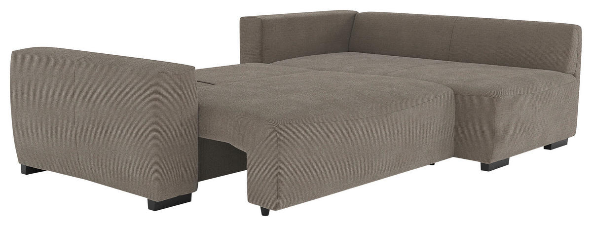 ECKSOFA  in Cord Taupe  - Taupe/Schwarz, Trend, Kunststoff/Textil (252/170cm) - MID.YOU