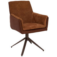 ARMLEHNSTUHL  Sitzfläche 360° drehbar, Stoff-/Lederauswahl Mikrofaser Echtleder  Rotbraun, Cognac  - Rotbraun/Cognac, Design, Leder/Textil (60/90/69cm) - hülsta