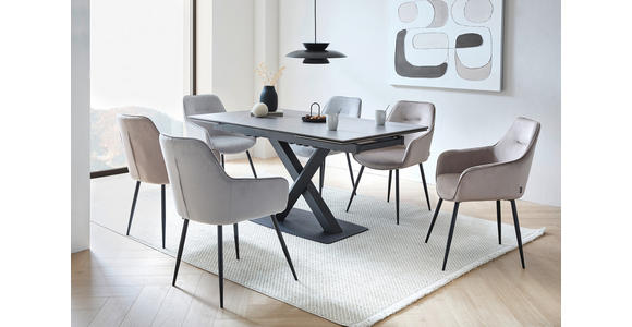 ARMLEHNSTUHL in Eisen Cord - Taupe/Schwarz, Design, Textil/Metall (57/85/60cm) - Novel