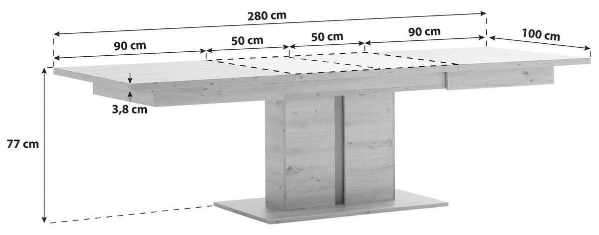 ESSTISCH Anthrazit, Eichefarben rechteckig  ausziehbar  - Eichefarben/Anthrazit, Design, Holzwerkstoff (180-280/100/77cm) - MID.YOU