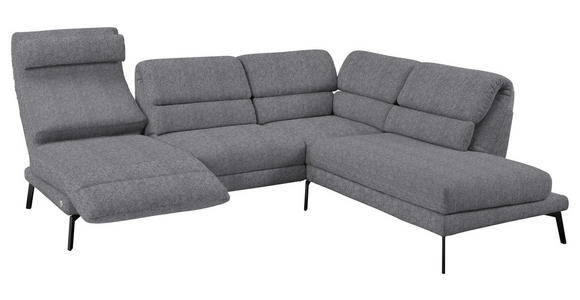 ECKSOFA in Flachgewebe Grau 256-363/212-253 cm - Schwarz/Grau, Design, Textil/Metall (256-363/212-253cm) - Dieter Knoll