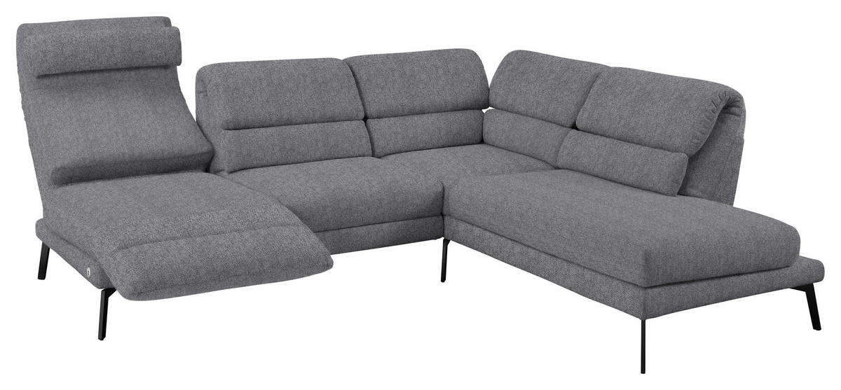ECKSOFA in Flachgewebe Grau  - Schwarz/Grau, Design, Textil/Metall (256-363/212-253cm) - Dieter Knoll