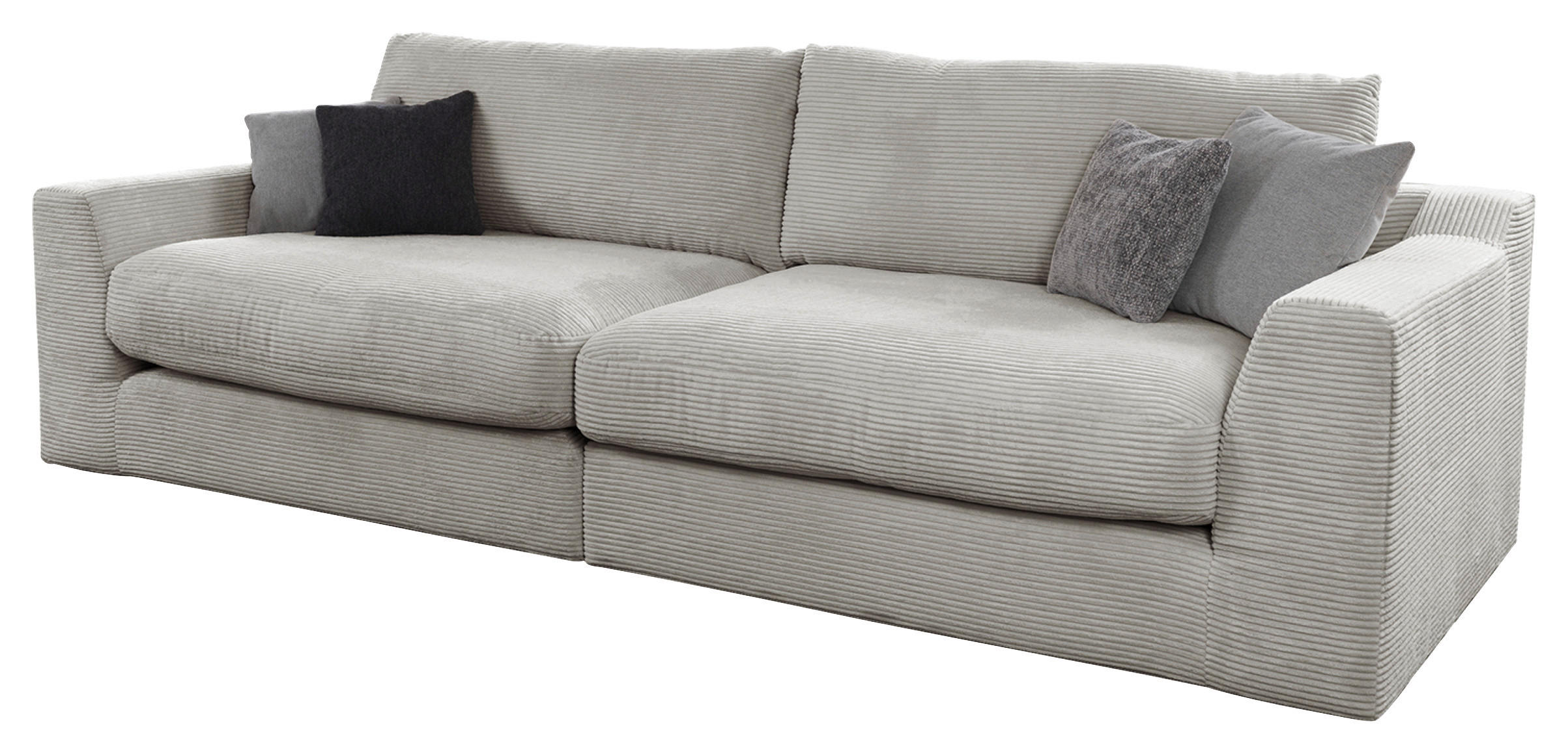 BIGSOFA in Cord Hellgrau  - Hellgrau/Schwarz, Design, Kunststoff/Textil (276/90/109cm) - Sit & More