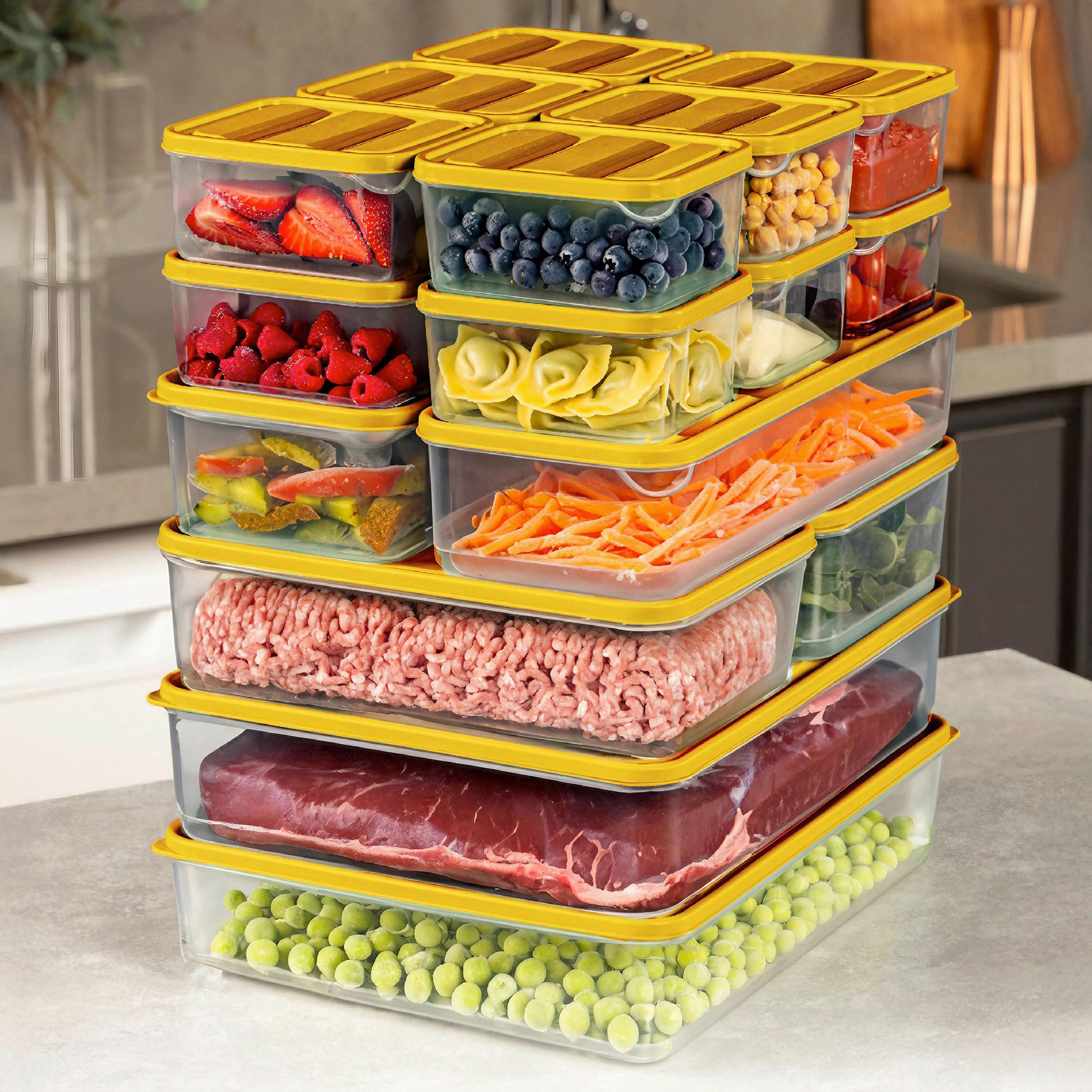 Vorratsdosenset Dunkelgelb 17-Teilig