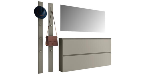 GARDEROBE 4-teilig in 200/185/22 cm - Taupe, Design, Glas/Holzwerkstoff (200/185/22cm) - Moderano