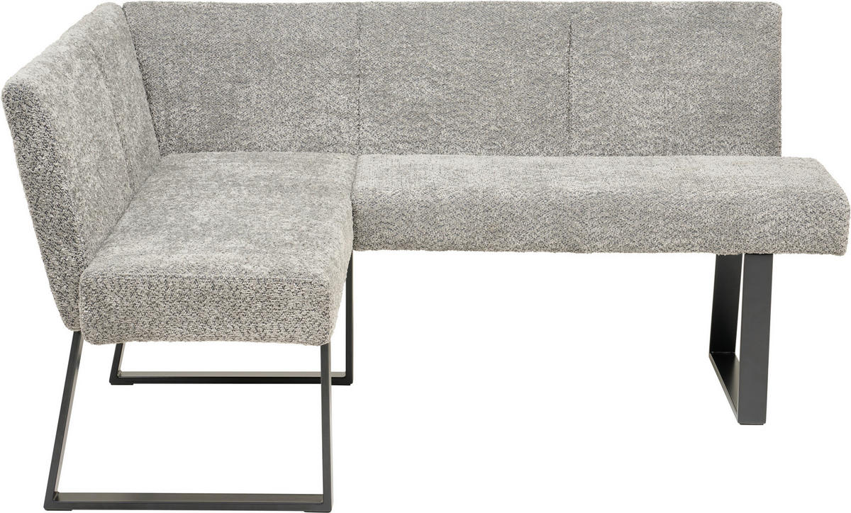 ECKBANK Metall, Textil Grau  - Schwarz/Grau, Konventionell, Textil/Metall (130/160cm) - MID.YOU