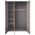 DREHTÜRENSCHRANK 3-türig Grau, Eichefarben  - Eichefarben/Grau, Design, Holz/Holzwerkstoff (136/210/61cm) - Venda