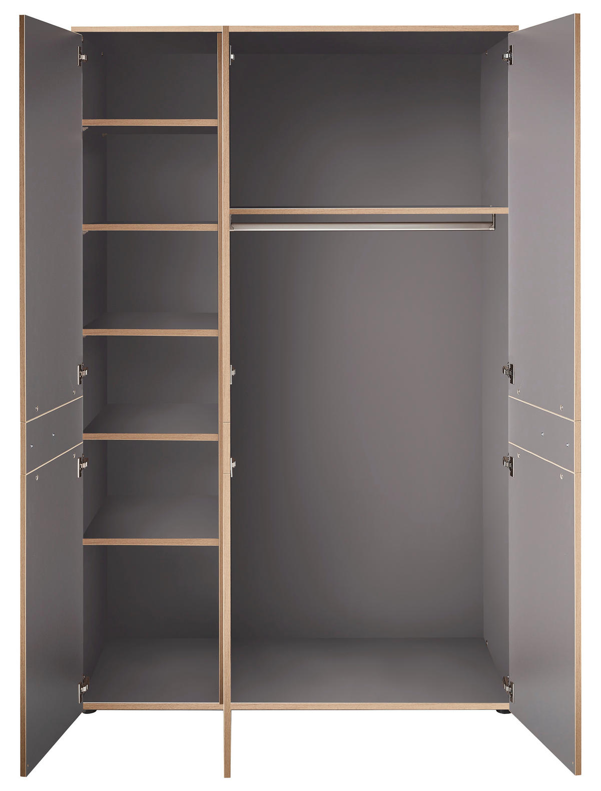 DREHTÜRENSCHRANK 3-türig Grau, Eichefarben  - Eichefarben/Grau, Design, Holz/Holzwerkstoff (136/210/61cm) - Venda