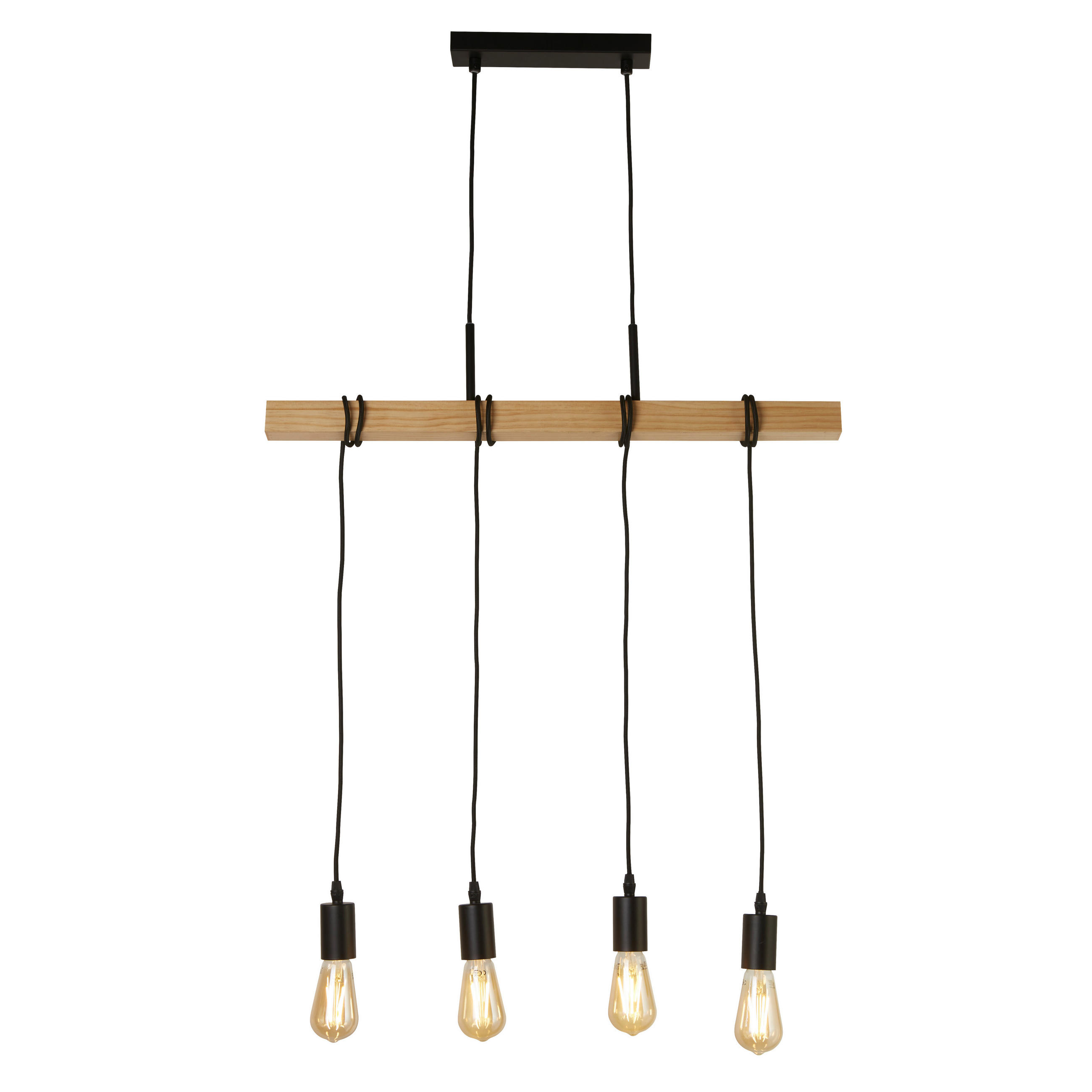 PENDELLEUCHTE Woody 70/6/207 cm  - Eschefarben, Design, Holz/Metall (70/6/207cm) - Searchlight