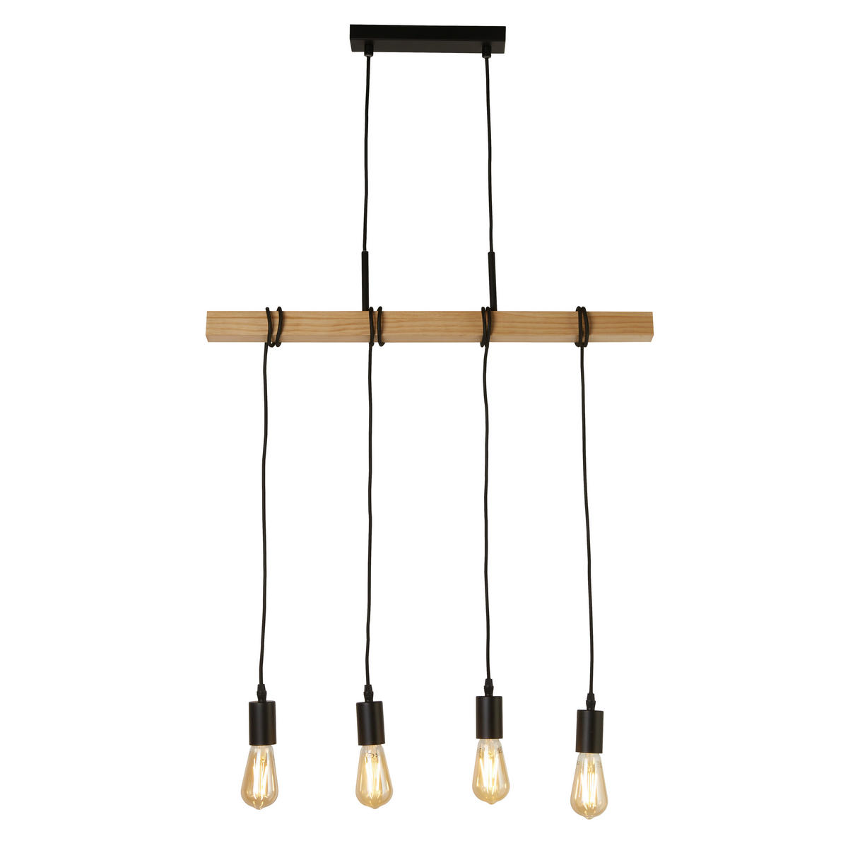 PENDELLEUCHTE Woody 70/6/207 cm  - Eschefarben, Design, Holz/Metall (70/6/207cm) - Searchlight