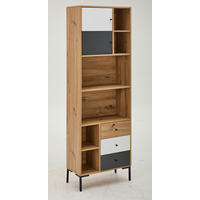 REGAL Grau, Weiß, Eichefarben  - Eichefarben/Schwarz, Design, Holzwerkstoff/Metall (60/180/30cm) - Carryhome