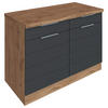 KÜCHENUNTERSCHRANK 120/86/60 cm  in Grau, Eiche Wotan  - Eiche Wotan/Grau, Design, Holzwerkstoff/Metall (120/86/60cm) - Held