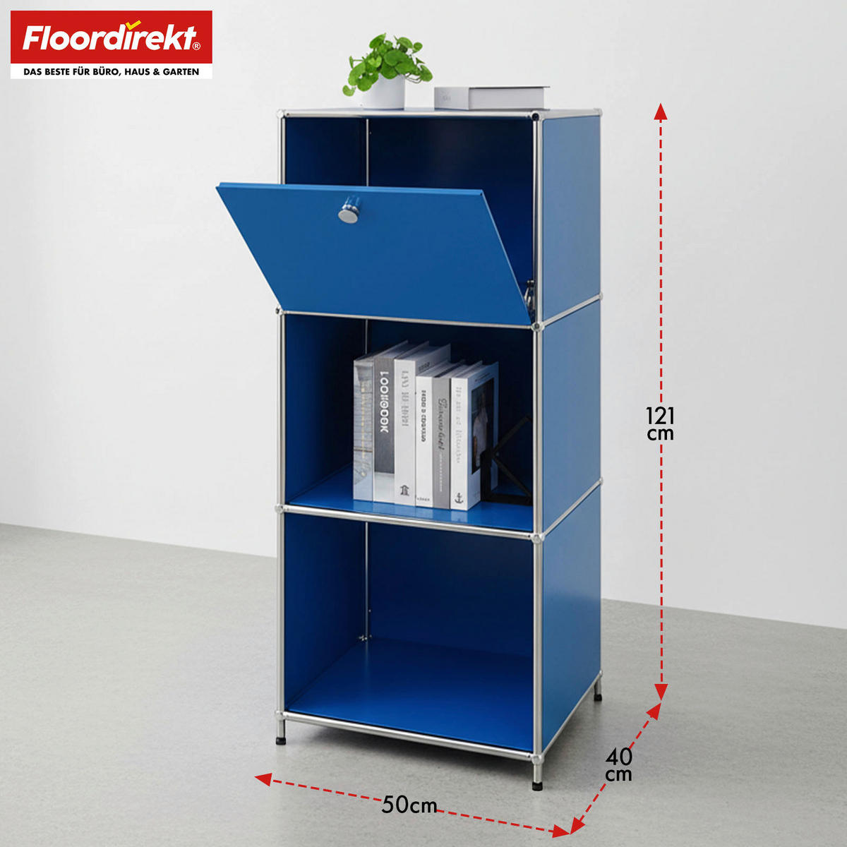 STANDREGAL Blau  - Blau, Basics, Metall (50/121/40cm) - Floordirekt