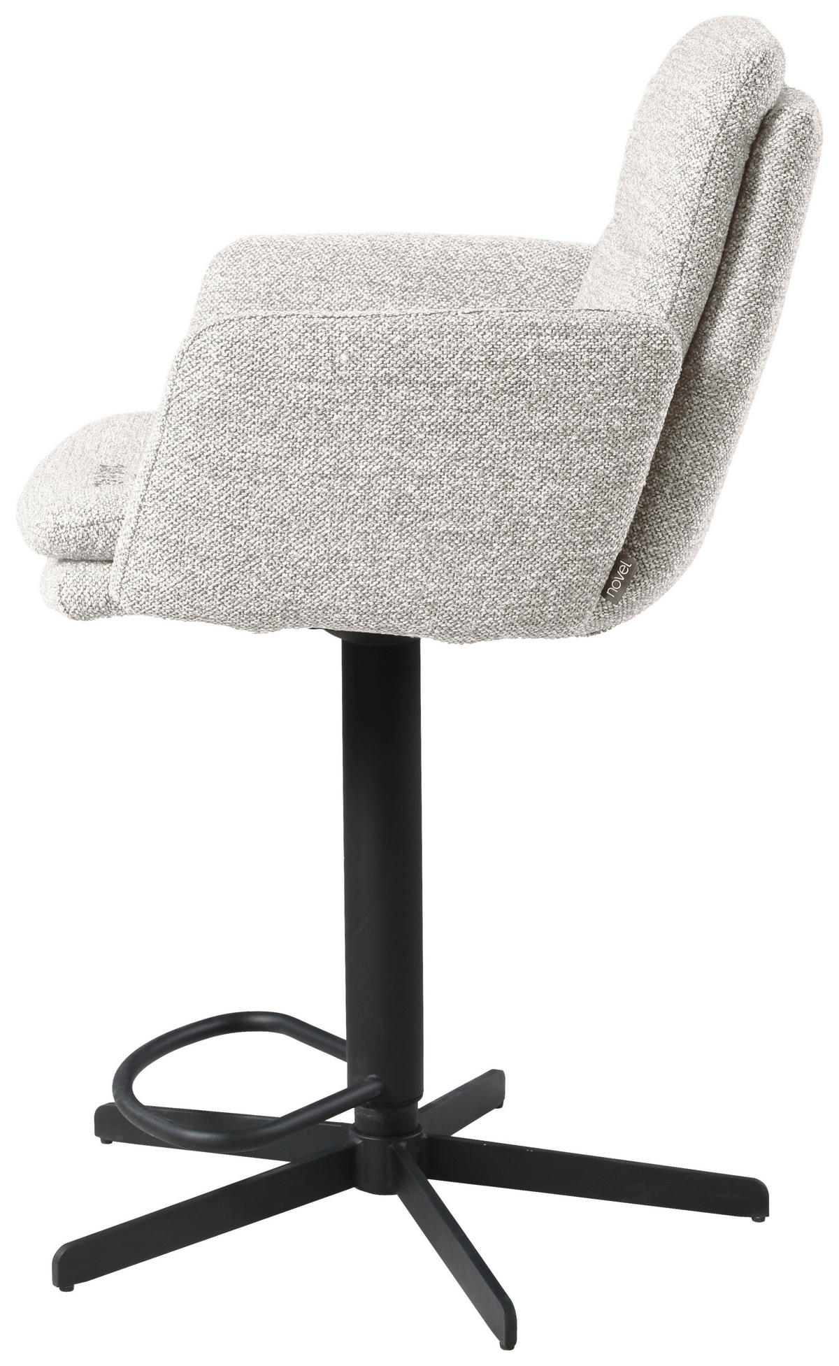 BARHOCKER Webstoff Beige Eisen Sitzfläche 360° drehbar, inklusive Armlehnen  - Beige/Schwarz, Design, Textil/Metall (55/92-117/54cm) - Novel