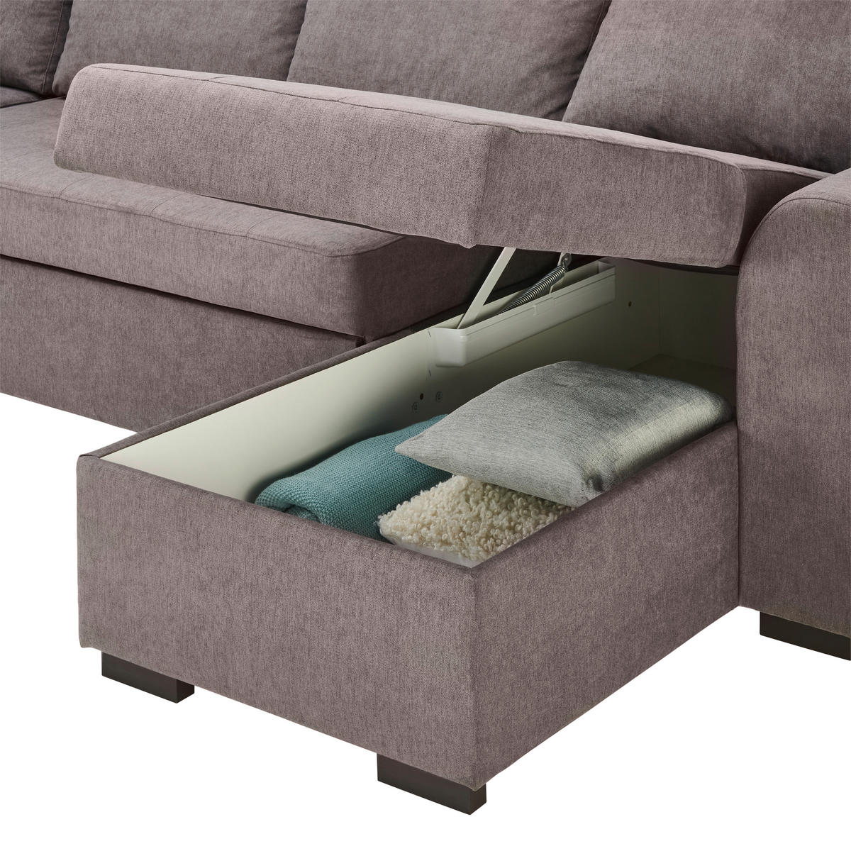 WOHNLANDSCHAFT in Webstoff Dunkelgrau  - Dunkelgrau/Schwarz, Design, Kunststoff/Textil (205/311/160cm) - Xora