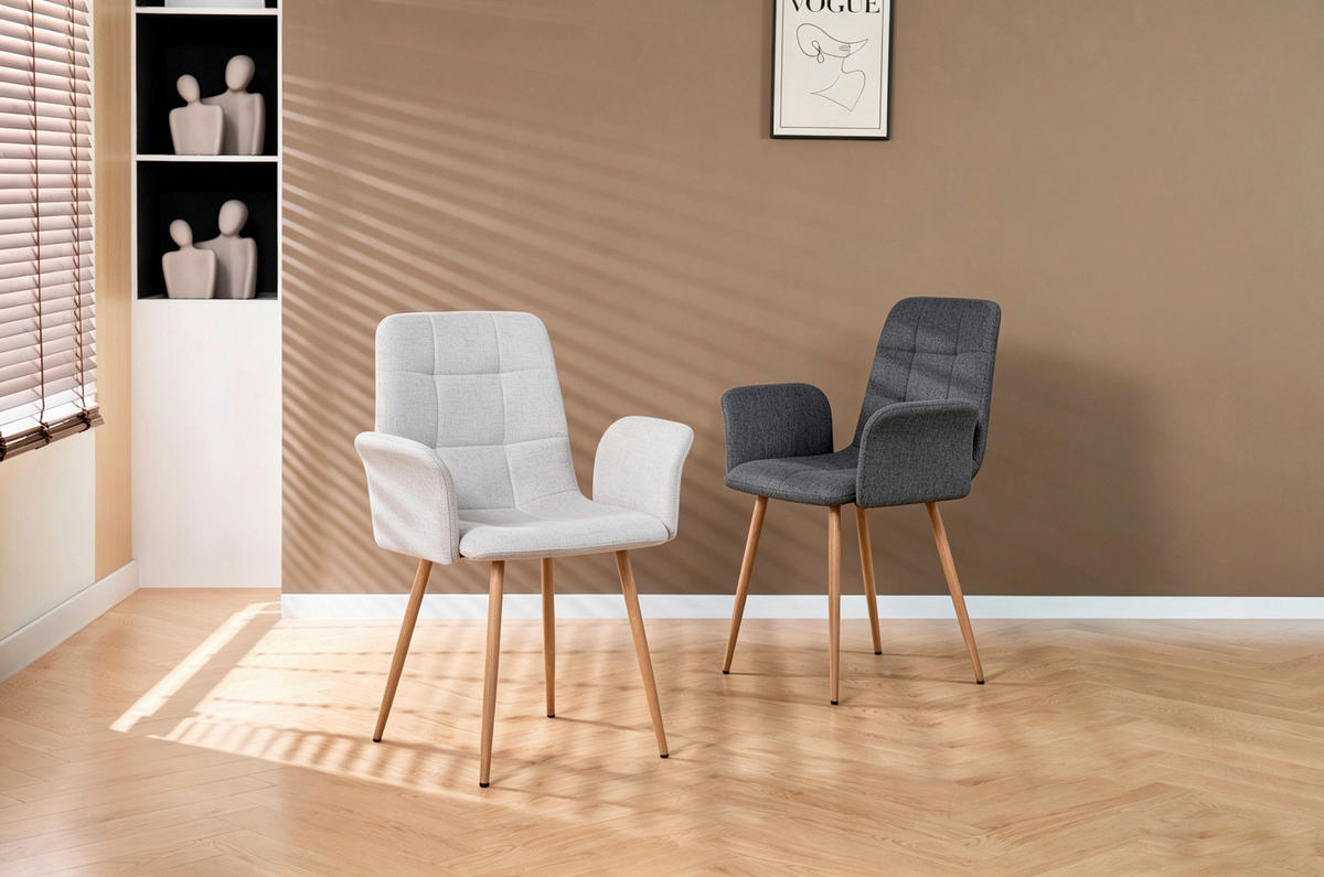 NASLANJAČ, kovina, tekstil naravne barve, temno siva  - temno siva/naravne barve, Design, kovina/tekstil (61/87/55cm) - Stylife
