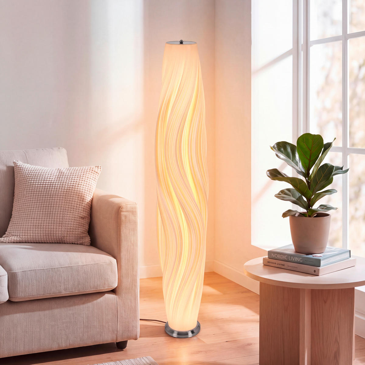 LED-STEHLEUCHTE 30/155 cm  - Weiß/Nickelfarben, LIFESTYLE, Kunststoff/Metall (30/155cm) - Dieter Knoll