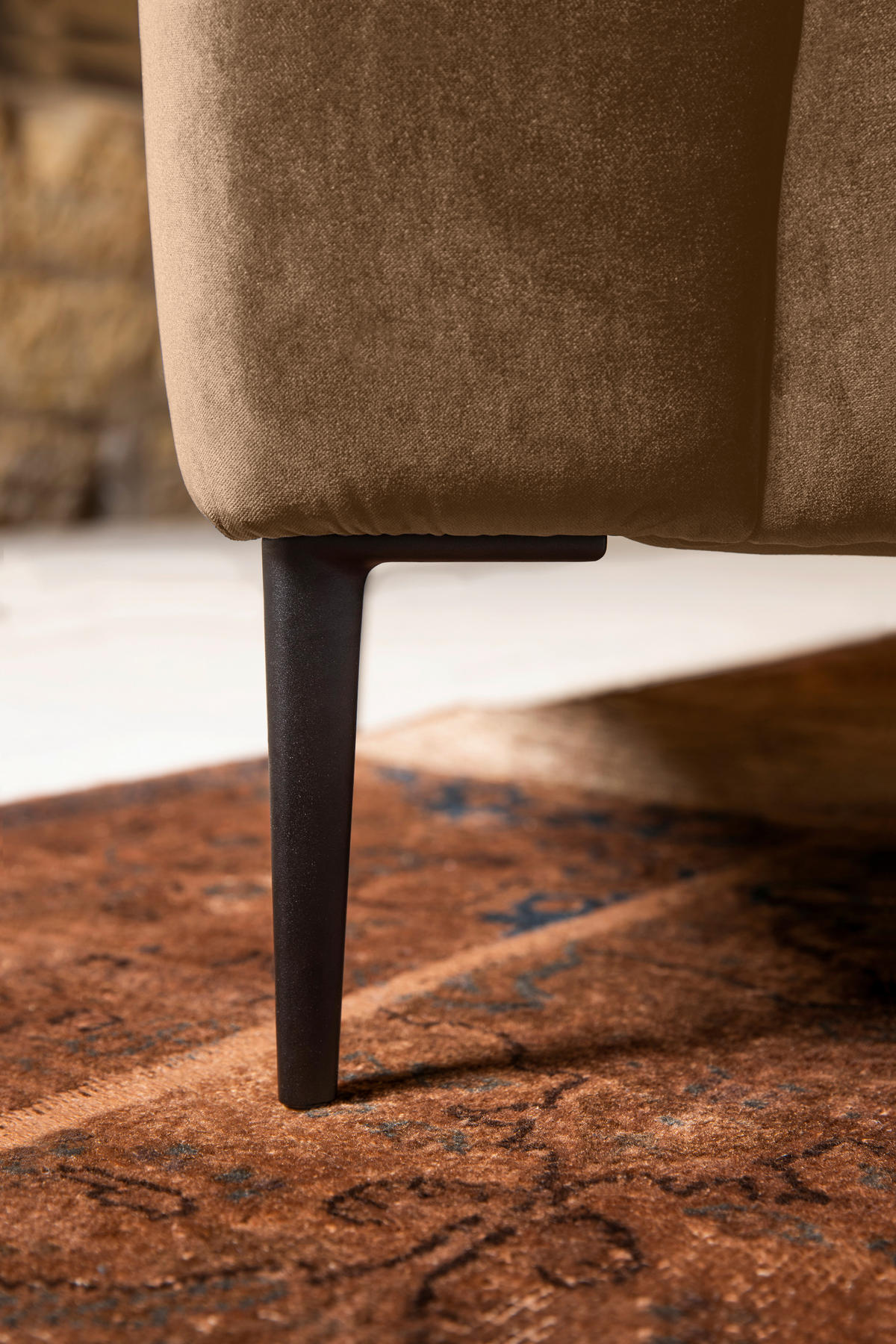 TROJMIESTNA POHOVKA, textil, koňaková - čierna/koňaková, Modern, kov/textil (250/76/86cm) - W.Schillig