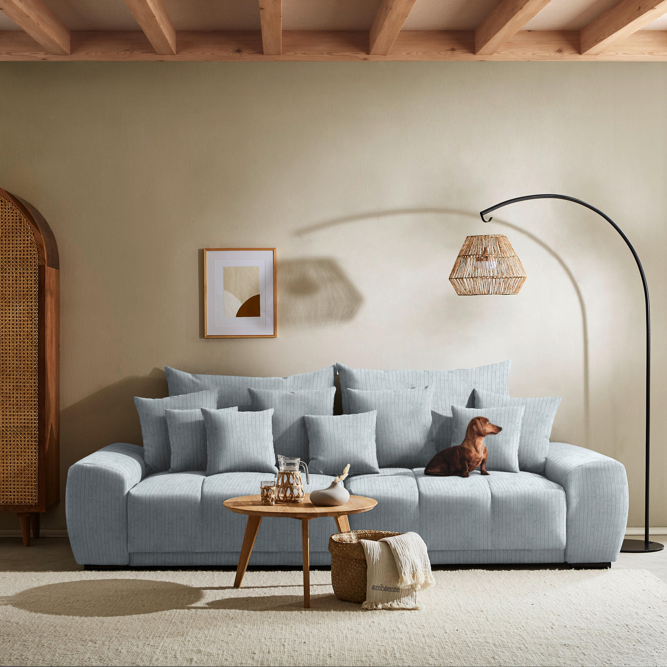 BIGSOFA Feincord Mintgrün  - Schwarz/Mintgrün, KONVENTIONELL, Holz/Textil (280/67/120cm) - Carryhome