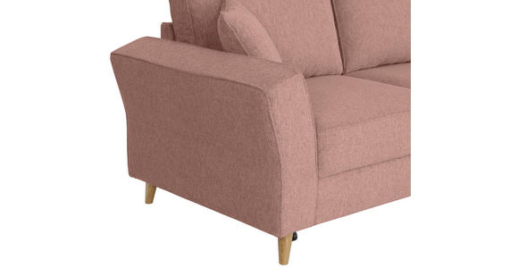 ECKSOFA in Flachgewebe Rosa  - Eichefarben/Rosa, KONVENTIONELL, Holz/Textil (265/159cm) - Carryhome