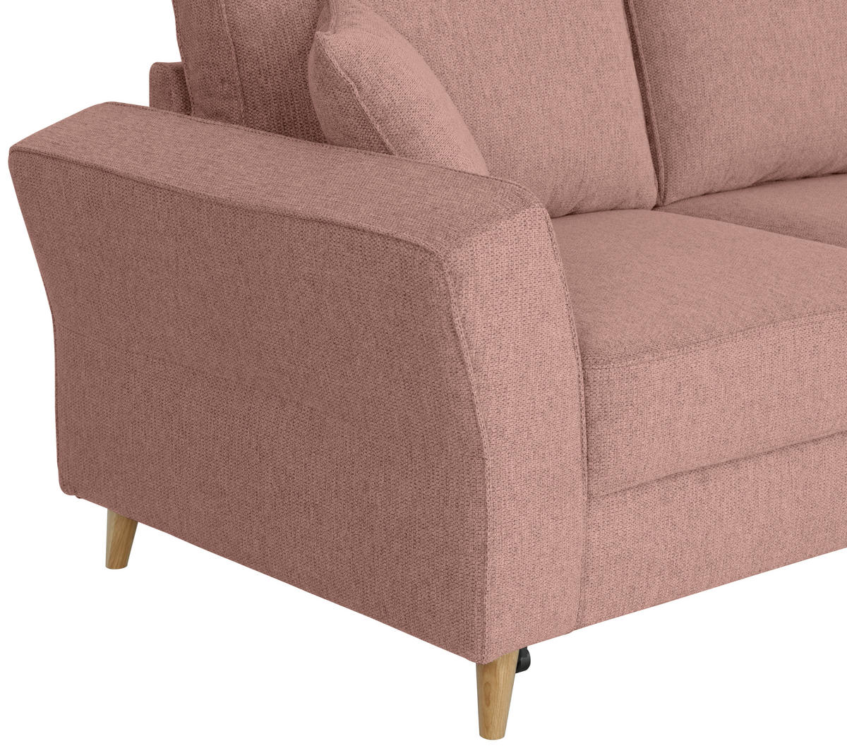 ECKSOFA in Flachgewebe Rosa  - Eichefarben/Rosa, KONVENTIONELL, Holz/Textil (265/159cm) - Carryhome