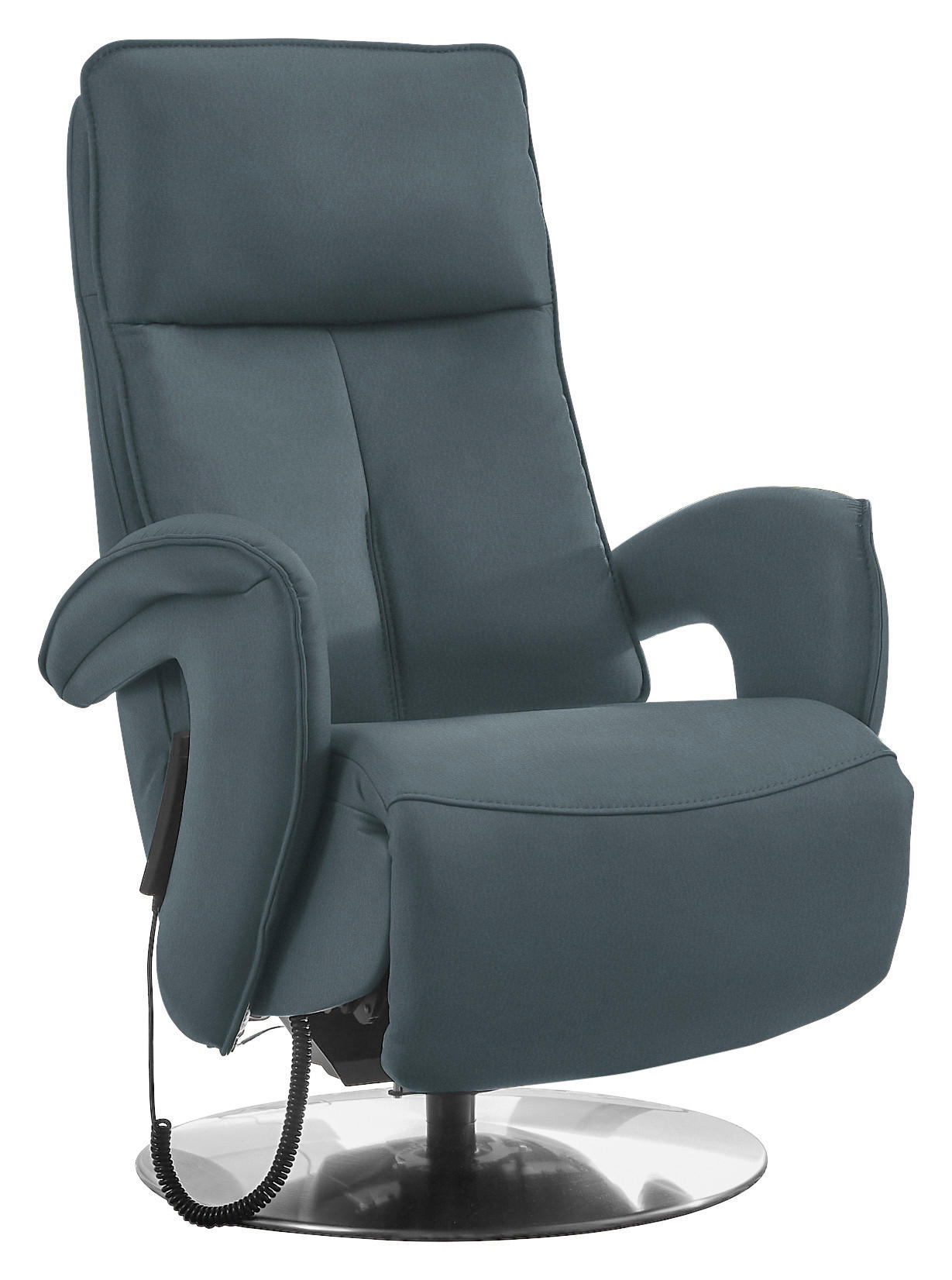 RELAXSESSEL in Leder Graublau  - Chromfarben/Graublau, Design, Leder/Metall (77/110/87cm) - Valdera