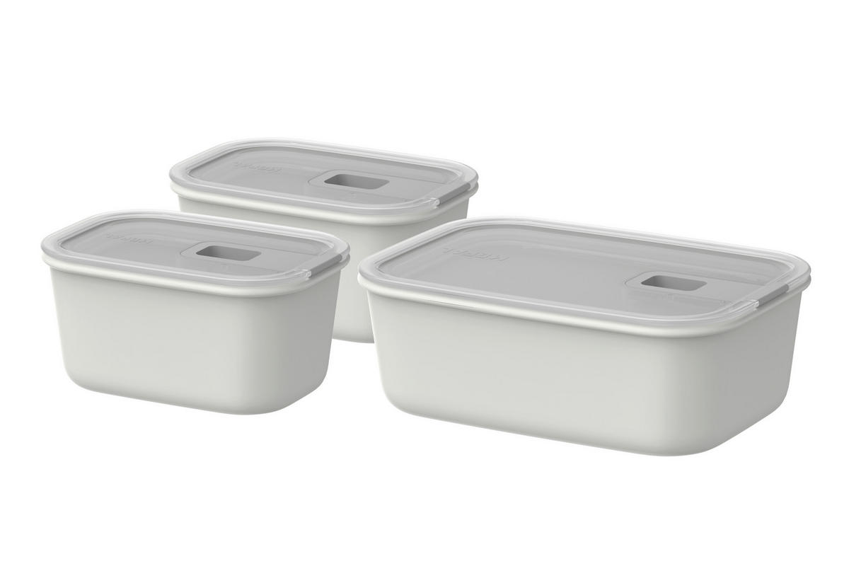 VORRATSDOSENSET 3-teilig  - Klar/Weiß, Basics, Kunststoff (14,1/14,2/19,9cm) - Mepal