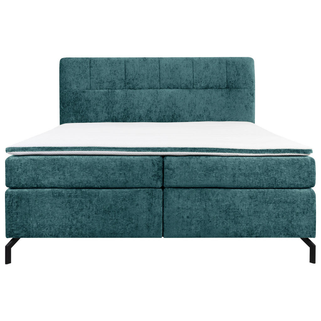 Thumbnail - Esposa Boxspringbett, Petrol, Textil, H3, Höhe ca. 17 cm, 160x200 cm, Stoffauswahl, Topper durchgehend, Matratze in vers...